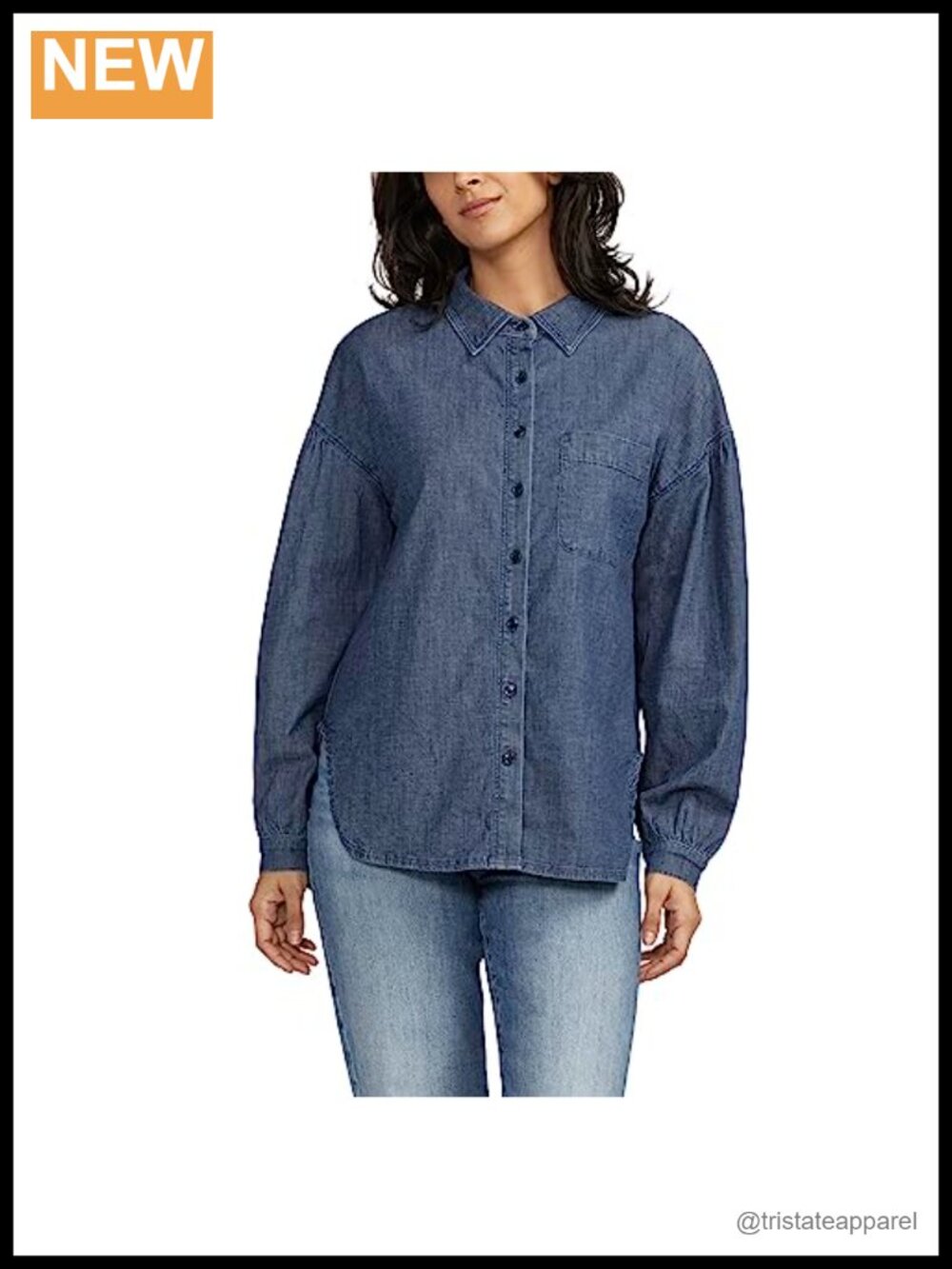 Jag Jeans Women's Relaxed Button-Down Shirt Cotton Blend Long Sleeve